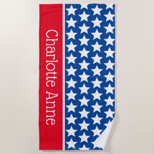 Serviette De Plage Étoiles rouges blanches et bleues personnalisées