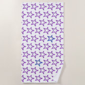Serviette de plage - Étoiles violettes 3D et 2 Ble (Devant)