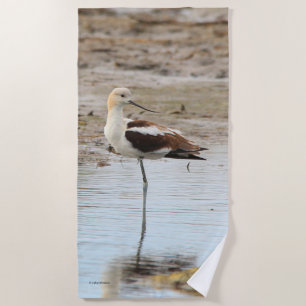 Serviette De Plage Étonnant oiseau à pattes à la plage américain Avoc