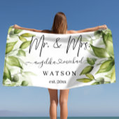 Serviette De Plage Eucalyptus Verdure Blush Moderne Script tendance M