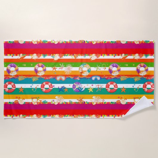 Serviette De Plage 🌞 Évasion estivale de plage tropicale vibrante (Devant)