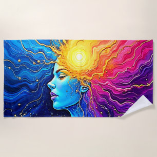 Serviette De Plage Éveil de l'esprit cosmique radiant