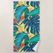 Serviette De Plage Exotic Tropical Leaves on Lemon Yellow (Devant)