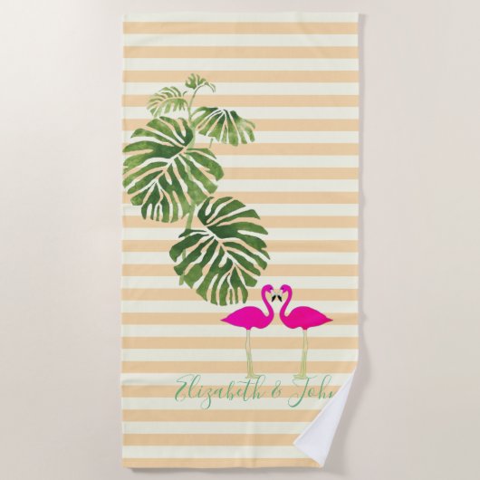 Serviette De Plage Exotique tropicale, Exotique à rayures, Personnali (Devant)