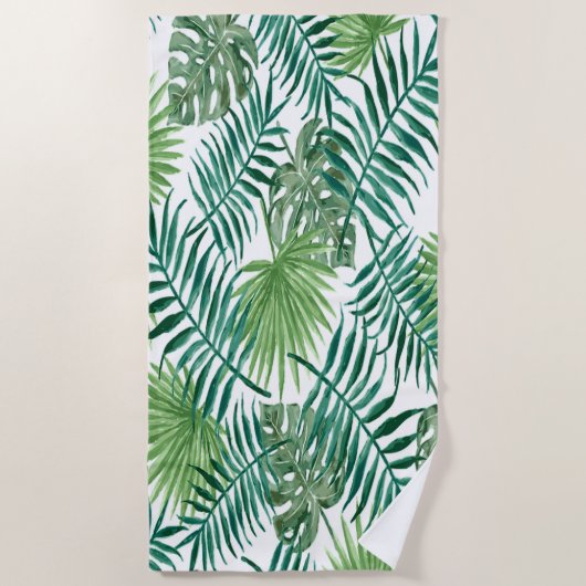 Serviette De Plage Exotique tropicale, Feuilles de palme (Devant)