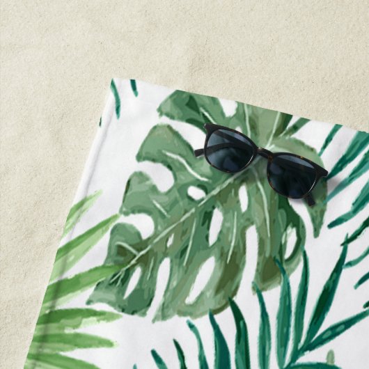 Serviette De Plage Exotique tropicale, Feuilles de palmier, Ananas (En situation)