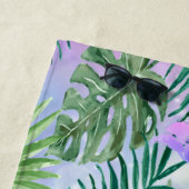 Serviette De Plage Exotique tropicale, Feuilles de palmiers, Hibiskus (En situation)