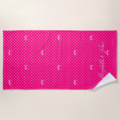 Serviette De Plage Exotique Tropicale, Flamants roses En Amour -Perso (Devant)