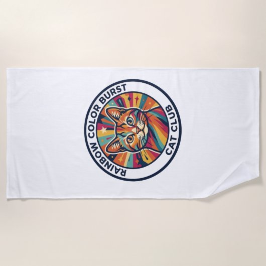 Serviette De Plage Explosion de couleurs arc-en-ciel Chat Chaton mign (Devant)