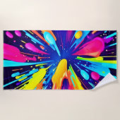 Serviette De Plage Explosion de peinture néon sur toile foncée (Devant)