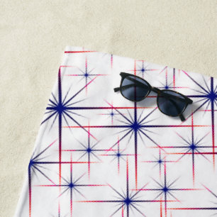 Serviette De Plage explosions étoiles rouges blanches & bleues 
