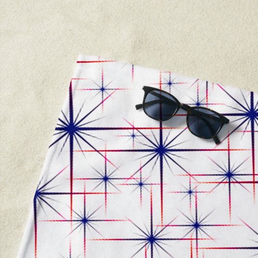 Serviette De Plage explosions étoiles rouges blanches & bleues (En situation)