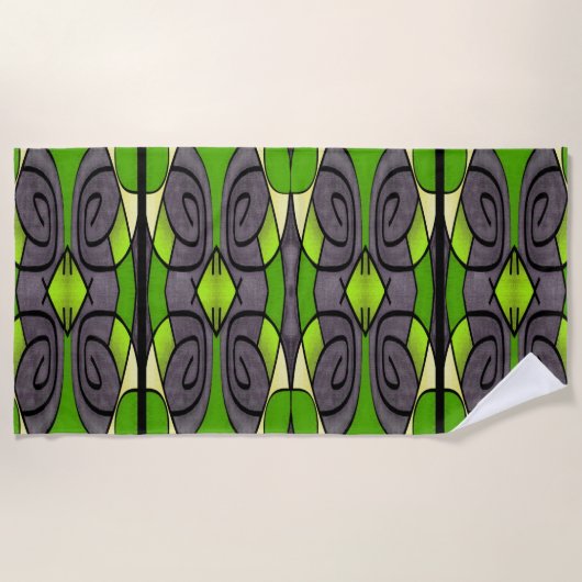 Serviette De Plage Expressionnisme moderne vert (Devant)
