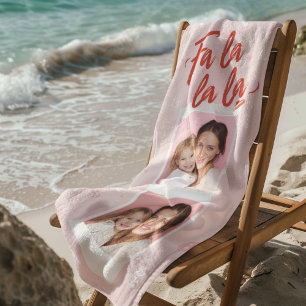 Serviette De Plage Fa La La La Blush Photo de Noël rose