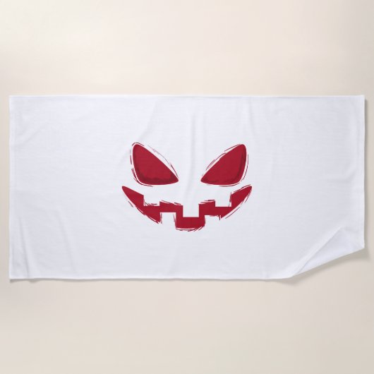 Serviette De Plage Face Citrouille Halloween (Devant)