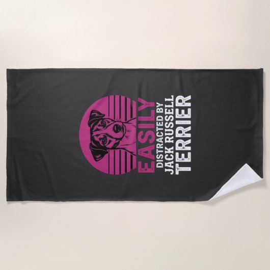 Serviette De Plage Facilement distrait par Jack Russell Terrier (Devant)