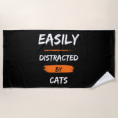 Serviette De Plage facilement distrait par les chats (Devant)