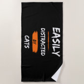 Serviette De Plage facilement distrait par les chats (Devant)