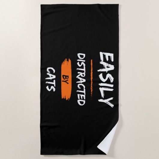 Serviette De Plage facilement distrait par les chats (Devant)