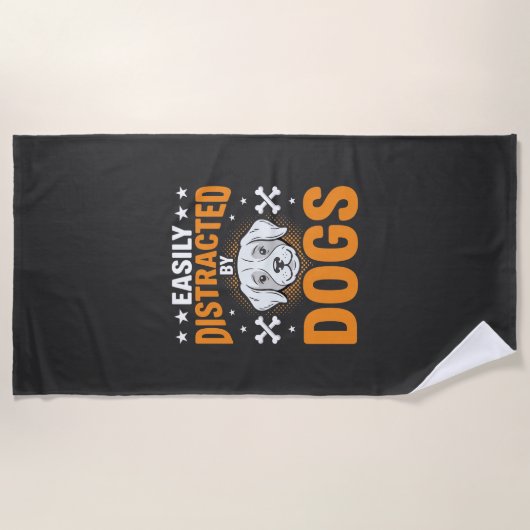 Serviette De Plage Facilement Distrait Par Les Chiens (Devant)
