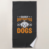 Serviette De Plage Facilement Distrait Par Les Chiens (Devant)