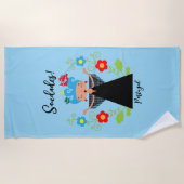 Serviette De Plage Fado chanteuse avec caravelle portugaise (Devant)