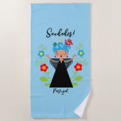 Serviette De Plage Fado chanteuse avec caravelle portugaise (Devant)