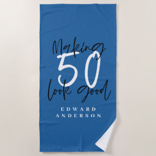 Serviette De Plage Faire 50 look bon coloré typographie anniversaire