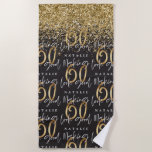 Serviette De Plage Faire 60 look belle parties scintillant or plage d<br><div class="desc">Célébrez votre 60e anniversaire en style avec cet effet de parties scintillant noir,  blanc et or 60 et fabuleux design d'anniversaire. Un design moderne avec texte de script et graphismes en gras. Modifiez la couleur pour la customiser. Partie d'une collection.</div>