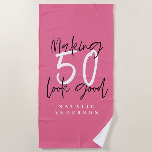 Serviette De Plage Faire paraître 50 beaux anniversaire de typographi (Devant)