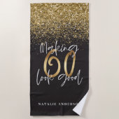 Serviette De Plage Faire paraître 60 ans avec des paillettes dorées p (Devant)