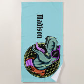 Serviette de plage faite sur commande de nom et de (Devant)