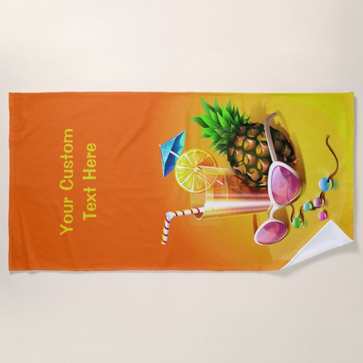 Serviette de plage faite sur commande des textes (Devant)