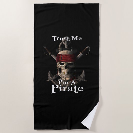 Serviette De Plage Faites-moi confiance Je suis un crâne pirate et ép (Devant)