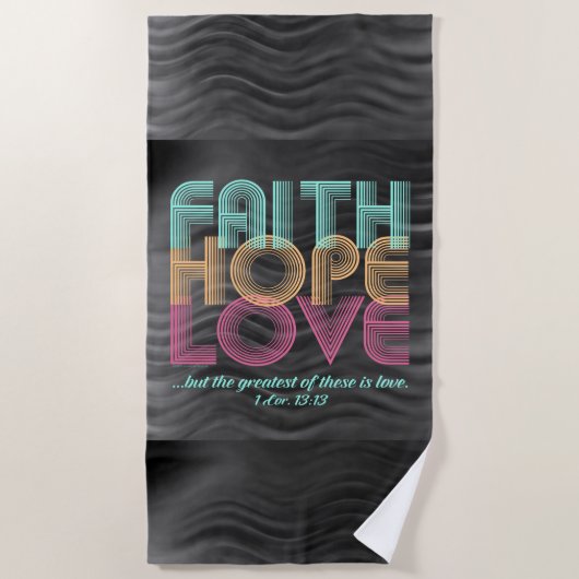 Serviette De Plage Faith Hope Love Christian Bible Verse Retro (Devant)