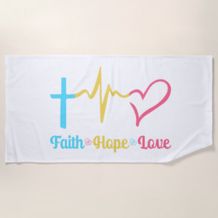 Serviette De Plage Faith Hope Love Hearts