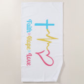 Serviette De Plage Faith Hope Love Hearts (Devant)