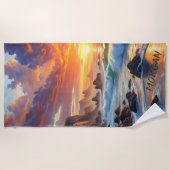 Serviette De Plage Falaises de couchers de soleil tropicaux - Côte vi (Devant)