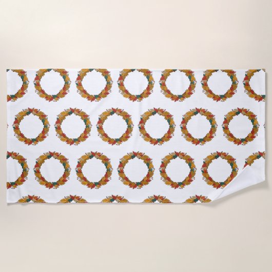 Serviette De Plage Fall Leaf Wreath Circle (Devant)