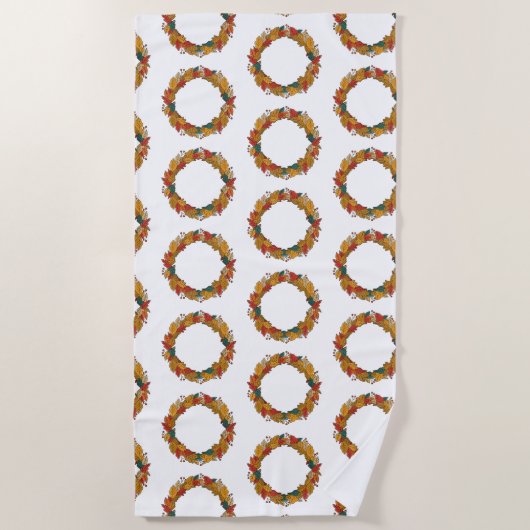 Serviette De Plage Fall Leaf Wreath Circle (Devant)