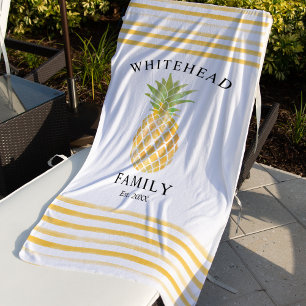 Serviette De Plage Famille de motifs aquarelles de ananas tropical