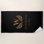 Serviette De Plage Famille d'or noir monogramme (Devant)