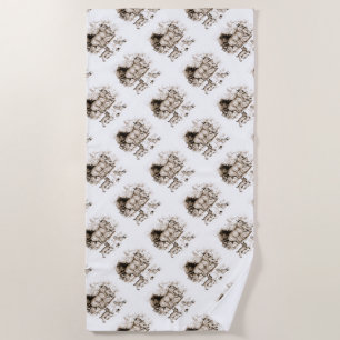 Serviette De Plage Famille du Lynx roux