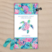 Serviette De Plage Famille moderne Croisière Vacances Sea Turtle Nom