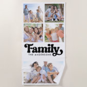 Serviette De Plage Famille Retro Typographie Photo Collage (Devant)
