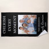 Serviette De Plage Famille Reunion Photo Cherish Chaque instant Noir (Devant)