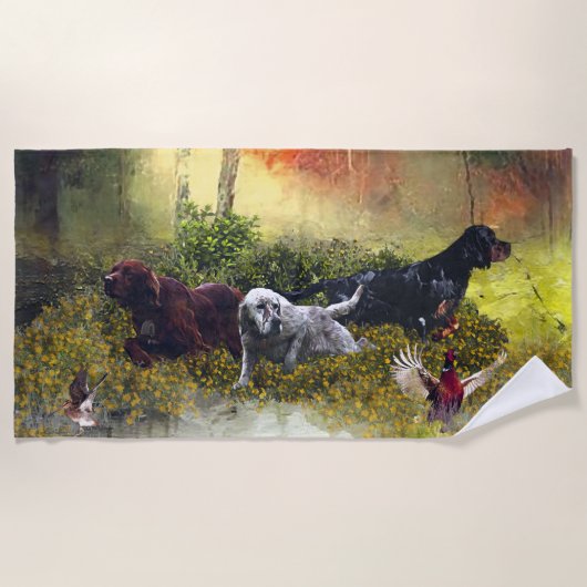 Serviette De Plage Famille Setters (Devant)