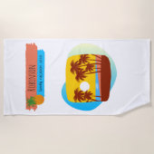 Serviette De Plage Famille Tropical Beach Vacances Souvenir (Devant)