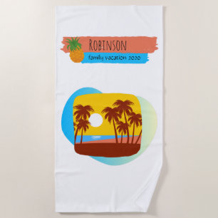 Serviette De Plage Famille Tropical Beach Vacances Souvenir