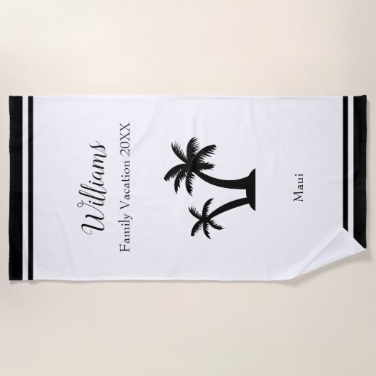Serviette De Plage Famille Tropical Vacances Palm Tree Keepsaké (Devant)